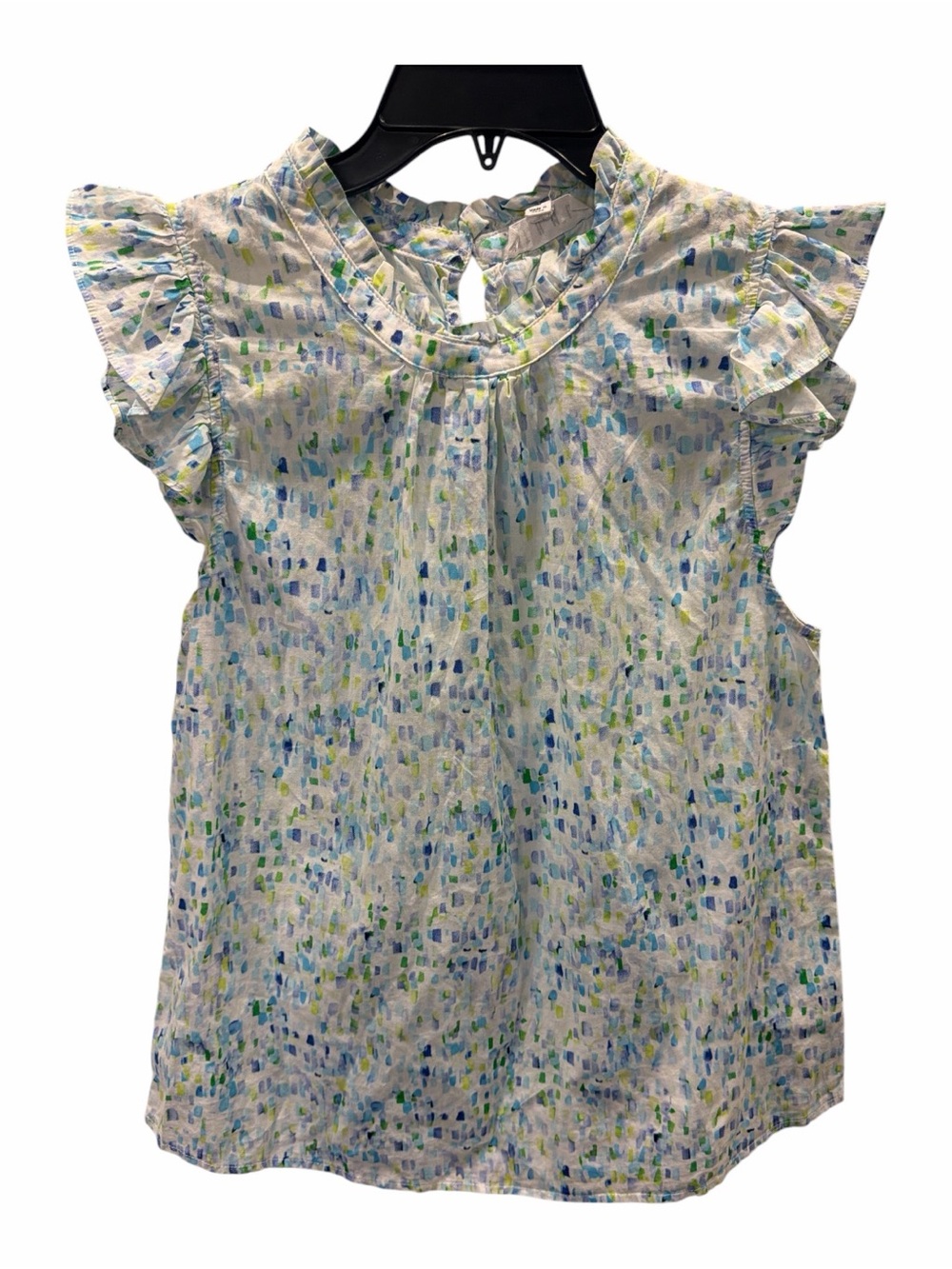 THML Blue,green and white flutter Sleeve Blouse Size m